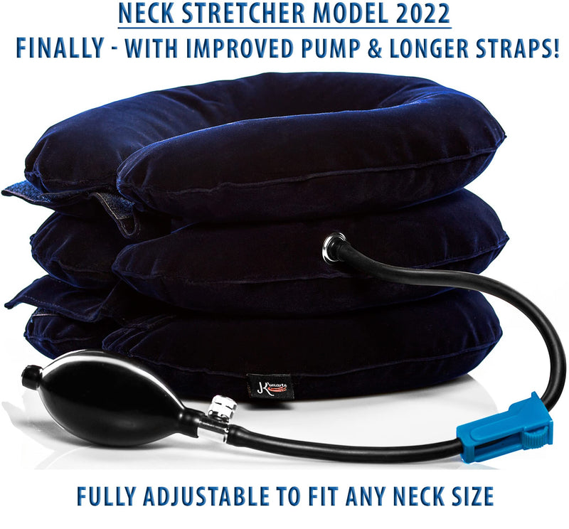 Pinched Nerve Neck Stretcher Cervical Traction Device for Home Pain Treatment | Inflatable Spinal Decompression Collar Unit Muscle Strain Injury Relief | Herniated Disc Problems Remedy Kit (Blue) Blue - NewNest Australia