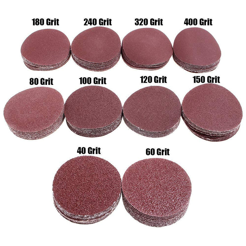 AUTOTOOLHOME 100 Pack 2 inch Sanding Discs Kit with Polishing Pads Plate 40 60 80 100 120 150 180 240 320 400 Grit Sandpapers for Drill Grinder Rotary Tool - NewNest Australia