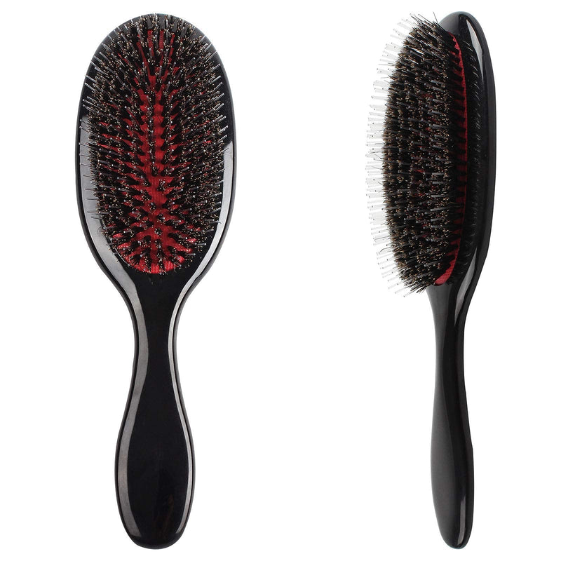 VinBee Paddle Hair Extension Brush Massage Hair Brush Professional Detangle Natural Bristle Cushion Nylon Brush Comb Oval Anti-static Beauty Works Hair Brush Black - NewNest Australia