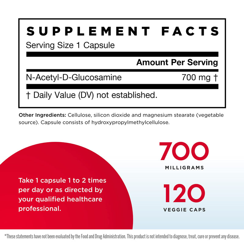 Jarrow Formulas N-A-G 700 mg - 120 Veggie Caps - N-Acetyl Glucosamine - Versatile Form of Glucosamine - Supports Joint & Intestinal Health - Up to 120 Servings - NewNest Australia