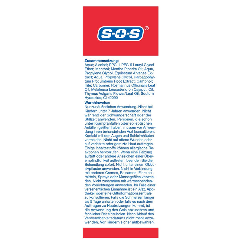 SOS Pain Stop Gel, Pain Gel for Quick Relief of Muscle Pain, Joint Pain and Post Traumatic Pain, with Massage Applicator and Cold Warm Effect, 1 x 50 ml Gel - NewNest Australia