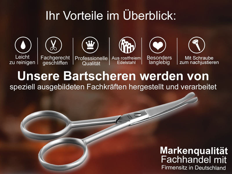 Beard Scissors From Solingen With Curved Cutting Surface, Hair Scissors, Nose Hair Scissors, Made In Germany, Mustache Scissors With One-Sided Micro-Teeth Made Of Rust-Proof Stainless Steel For - NewNest Australia