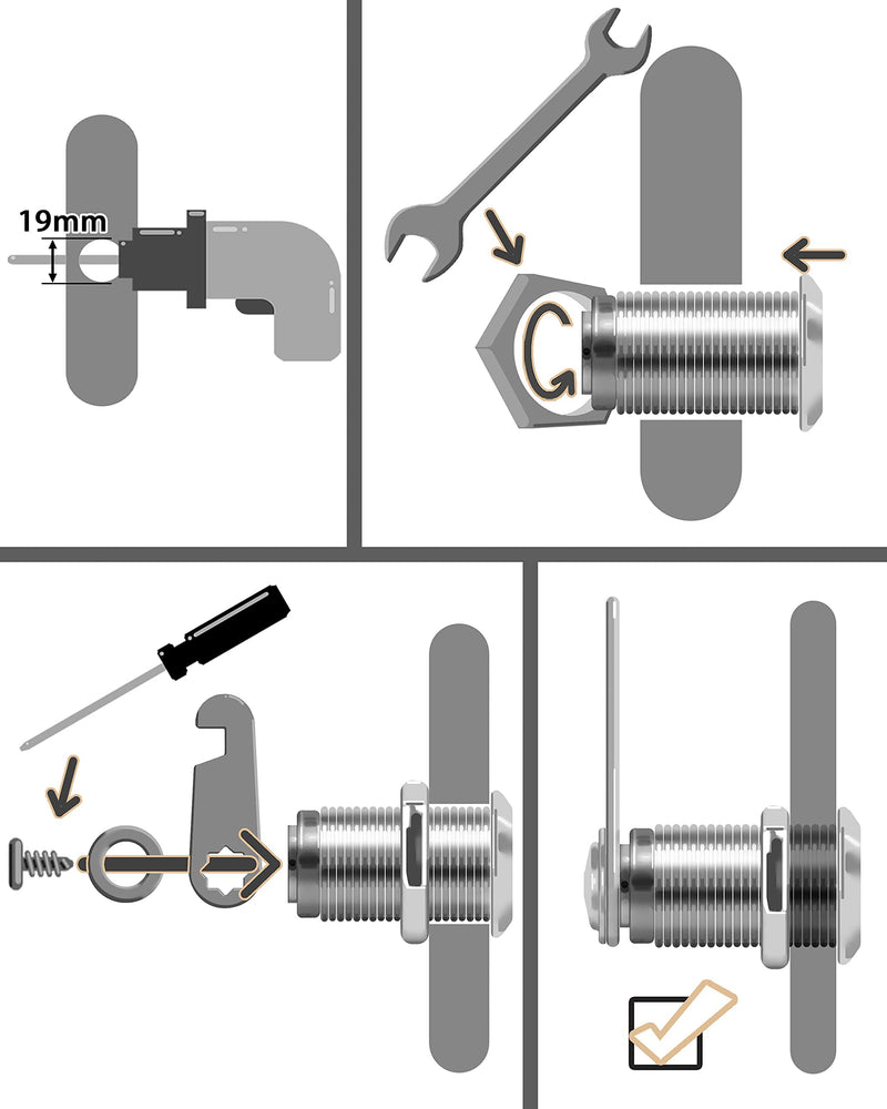 MoHern Cabinet Locks, 6 Pcs Keyed Alike 1-1/8 Inch (30mm) Cylinder Locks, Zinc Alloy Cam Lock with Keys for Cabinet, Drawer, RV and More - NewNest Australia