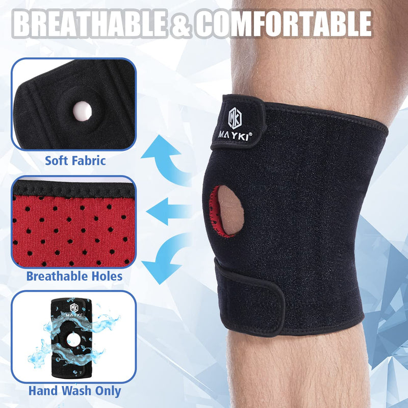 Knee Support Men 1 PCS, Adjustable Knee Support Brace for Men/Women with Patella Gel Pad, Anti-Slip Knee Supports for Arthritis/Ligament Damage, Knee Brace for Running/Weight Lifting by MAYKI One Size Black - NewNest Australia