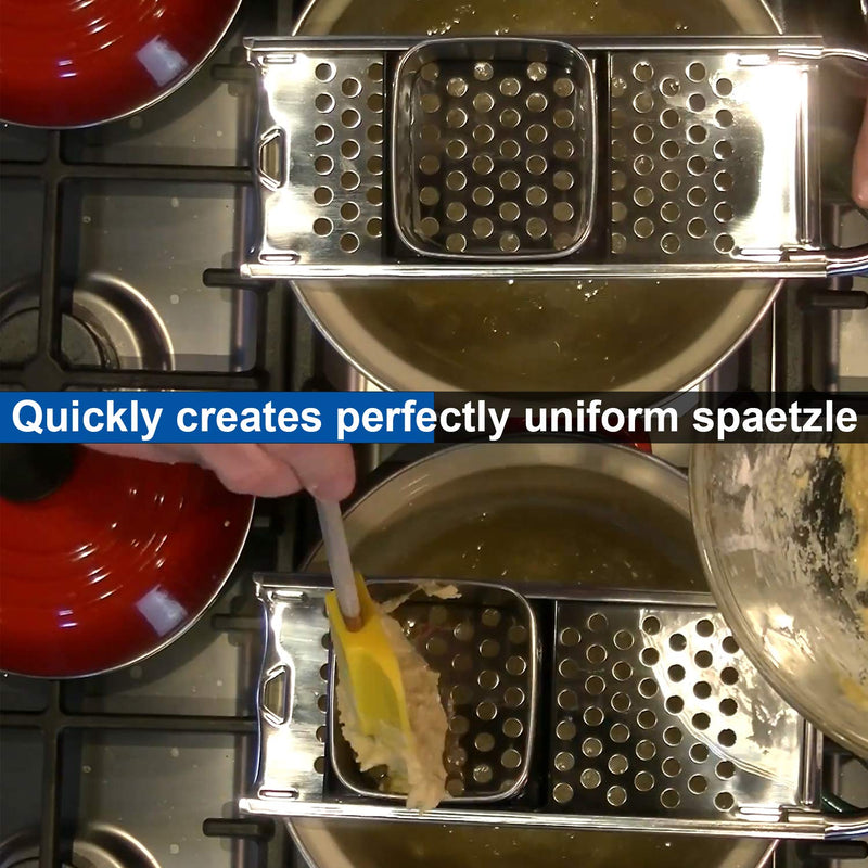 KEISSCO Stainless Steel Spaetzle Maker with Comfort Grip Handle, Stainless Steel Spider Strainer Skimmer Spoon Pasta Strainer, Homemade Traditional German Egg Noodle Dumpling Making Tool Set - NewNest Australia