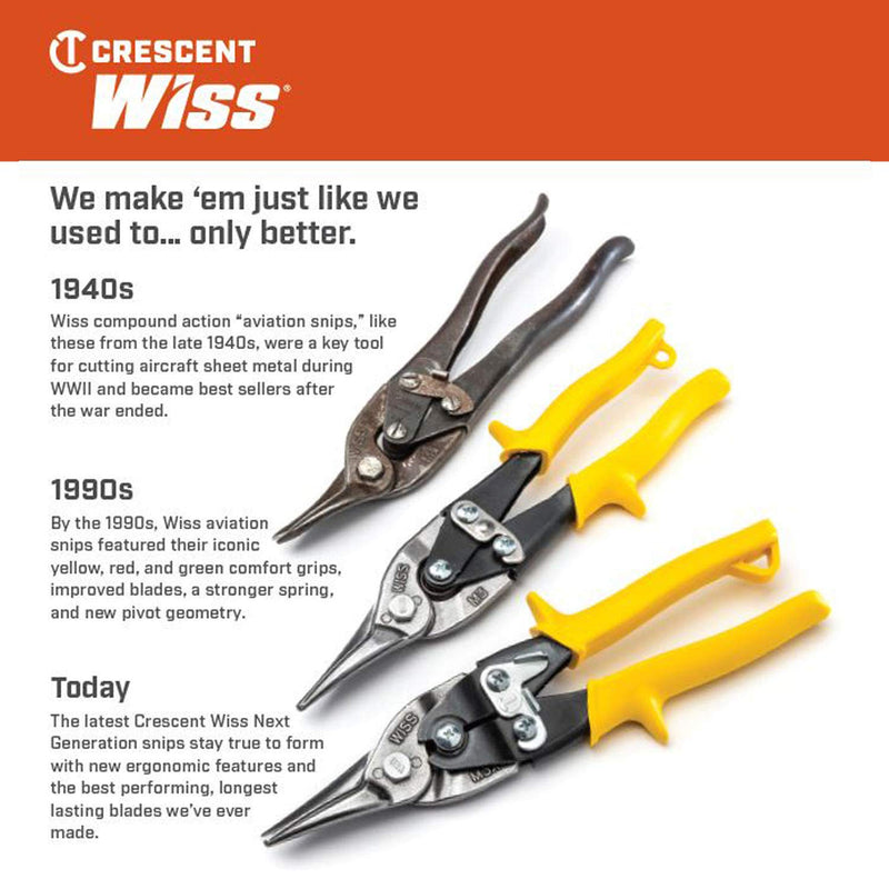 Crescent Wiss 9-3/4" MetalMaster Compound Action Snips - Straight, Left and Right Cut - M3R Straight Cut - NewNest Australia