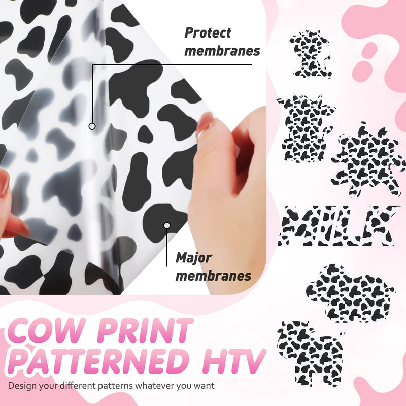 6 Sheets Cow Print Pattern Heat Transfer Vinyl Iron on Cow Print Vinyl Cow Print HTV Cow Print Stickers Craft Adhesive Vinyl for Cowboy Cowgirl DIY - NewNest Australia