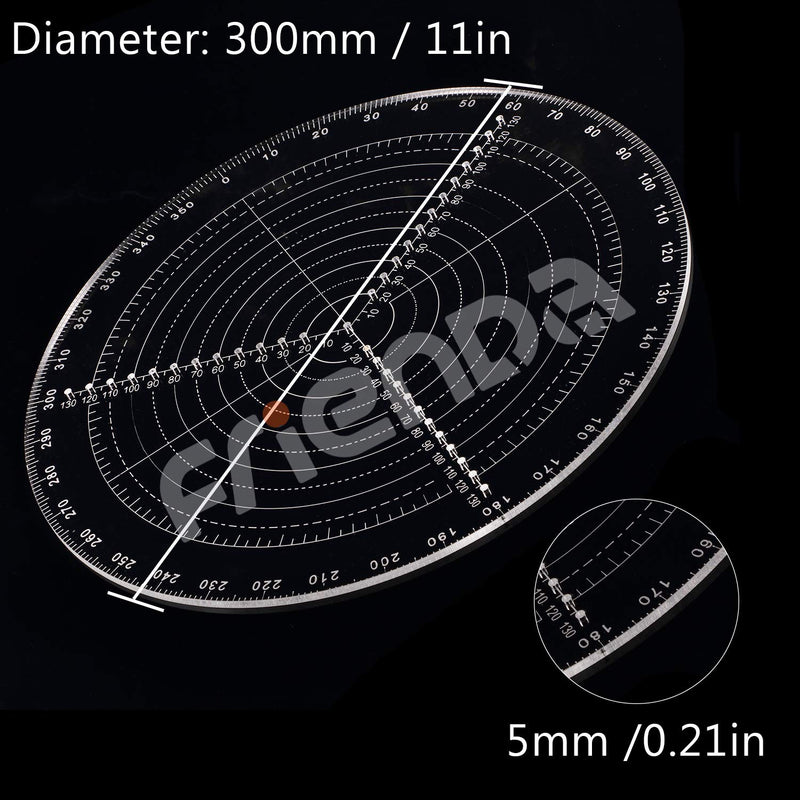 300 mm/ 11.8 Inch Round Center Finder Compass Lathe Centering Tool Circle Gauge for Drawing Circles, Lathe Work and Woodturners, Round Template Clear Acrylic Drawing Circles Diameter - NewNest Australia