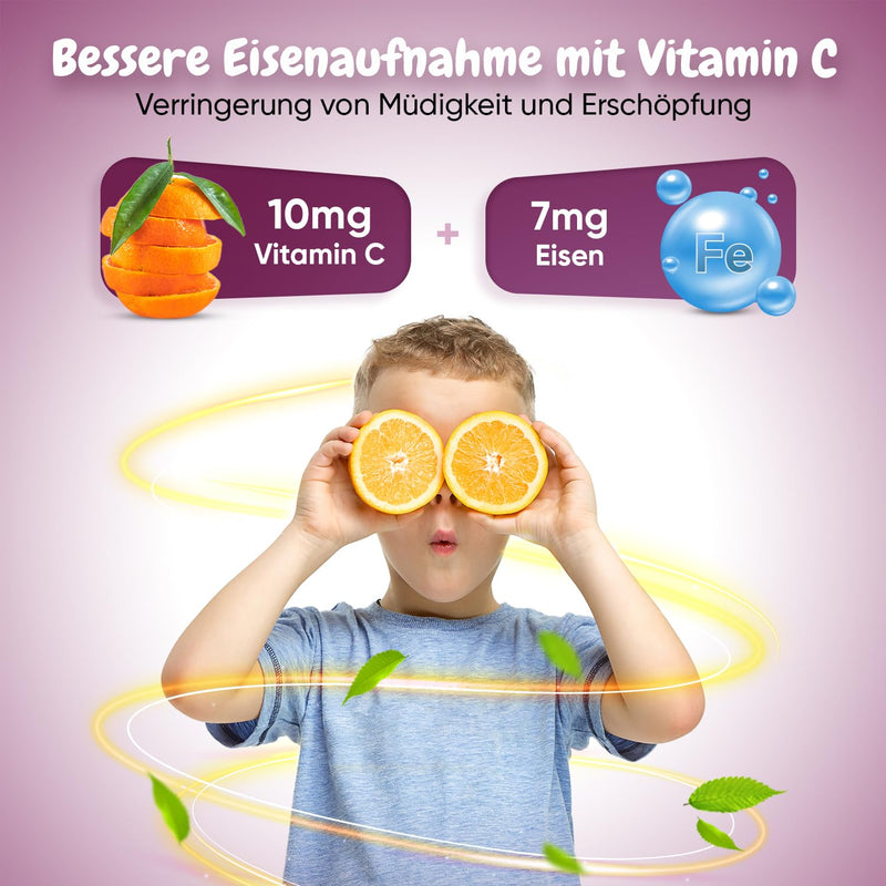 Iron & Vitamin C for Children - 7mg Iron - 4 Month Supply - Increase Iron Absorption with 10mg Vitamin C - Vegan Gummy Bears with Berry Flavor - Immune System, Bones, Teeth & Growth - maxmedix - NewNest Australia