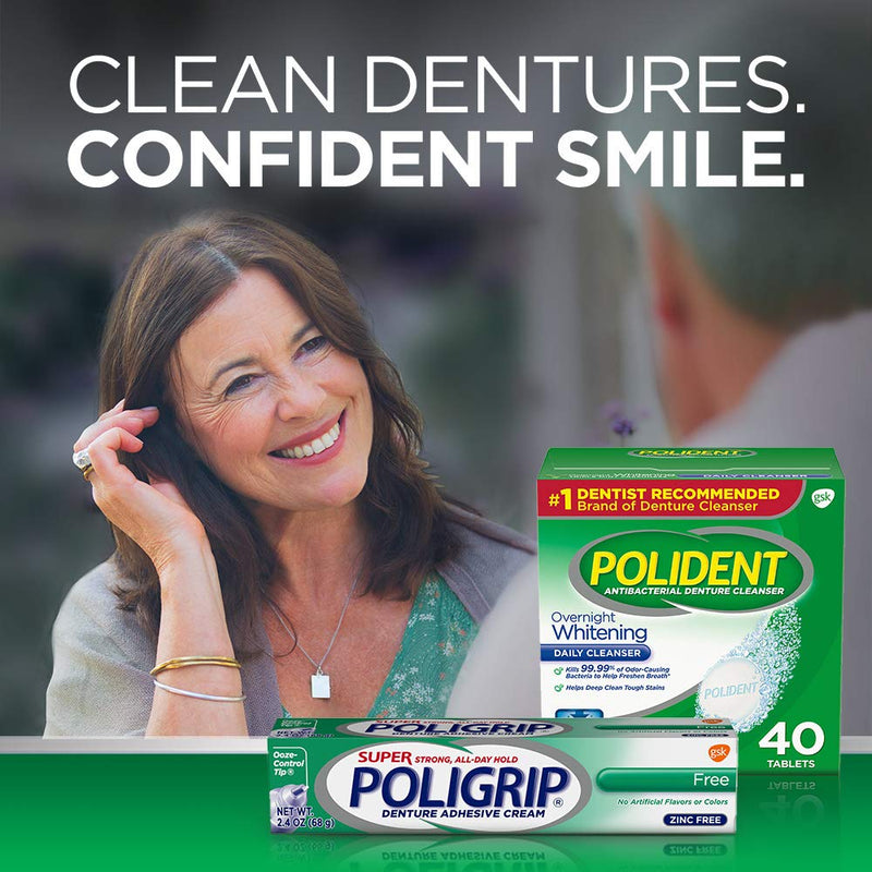 Polident Overnight Whitening Antibacterial Denture Cleanser Effervescent Tablets, 120 count - NewNest Australia