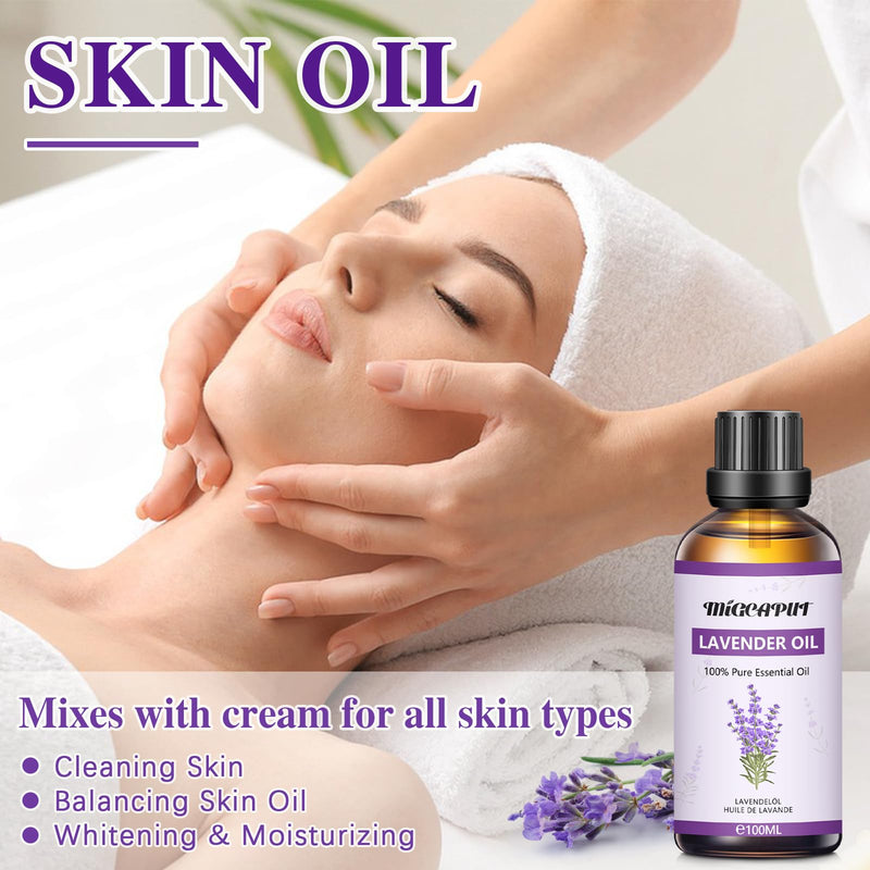 Migcaput Essential Oils Lavender Oil 100 Ml, 100% Pure Natural Essential Oils, Premium Quality Aromatherapy Essential Oil, Fragrance Oils For Diffuser, Humidifier, Relaxing, Massage, Bath - NewNest Australia