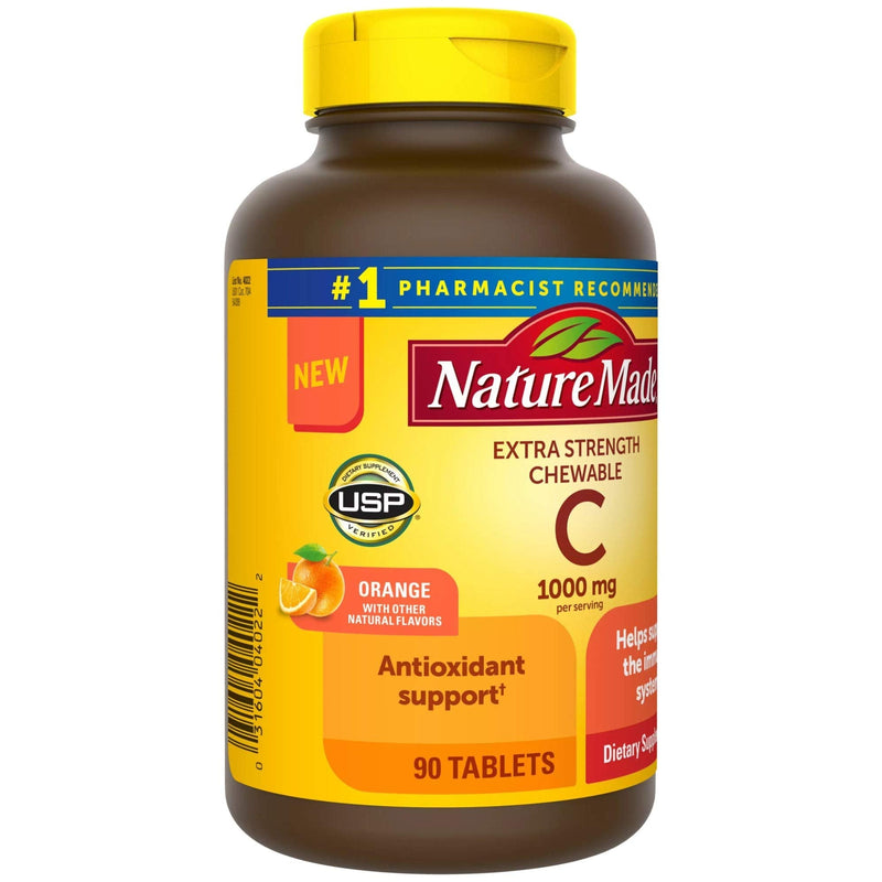 Nature Made Extra Strength Vitamin C Chewable 1000mg, for Immune Support, Antioxidant Support, Supports Iron Absorption and Collagen Synthesis for Skin Health, 90 Count - NewNest Australia