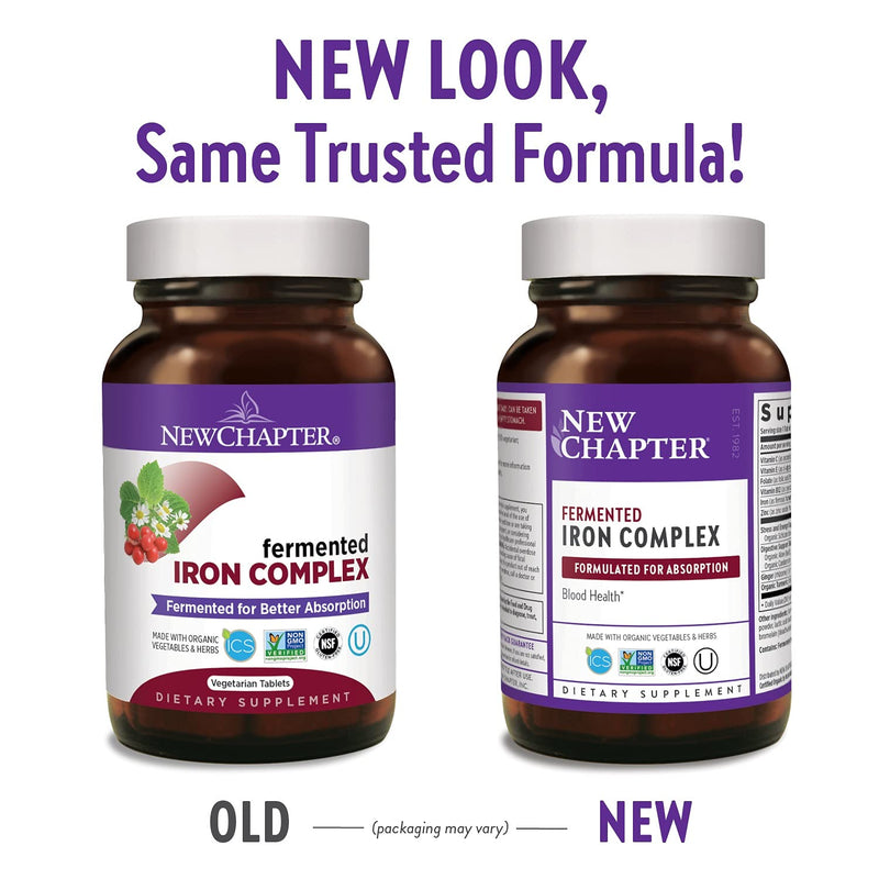 Iron Supplement, New Chapter Fermented Iron Complex with Organic Whole-Food Ingredients + One Daily Non-Constipating Dose- 60ct, 2 Month Supply 60 Count (Pack of 1) - NewNest Australia