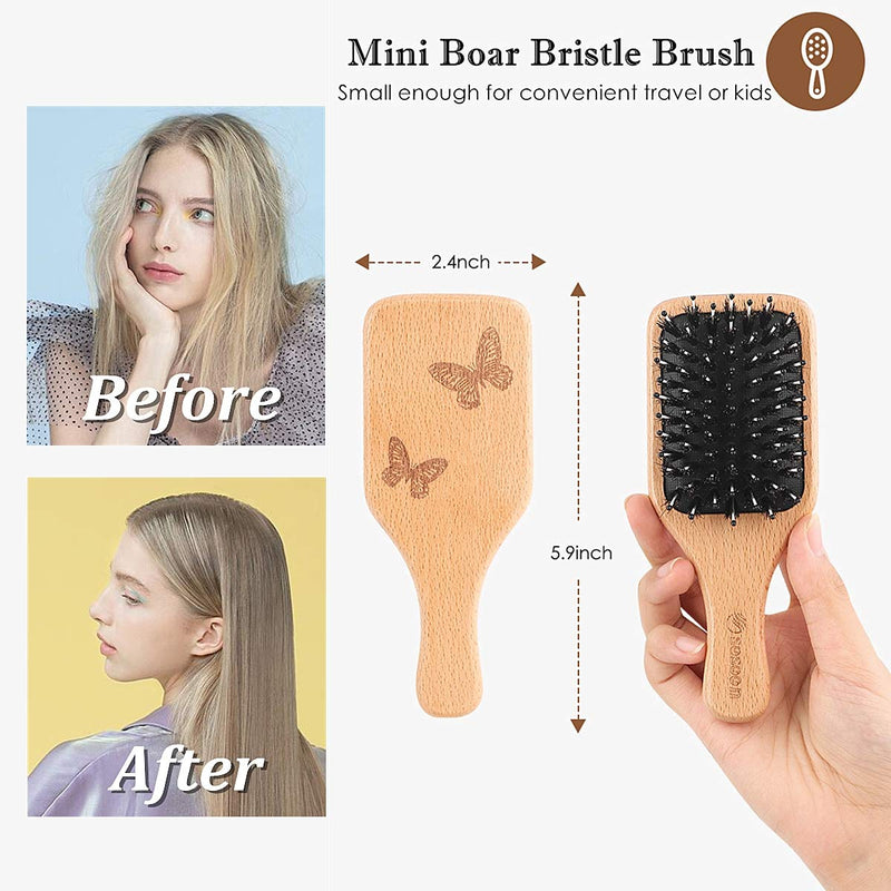Hair Brush, Sosoon Portable Small Boar Bristle Paddle Hairbrush for Long Thick Curly Wavy Dry or Damaged Hair, Reducing Hair Breakage and Frizzy No More Tangle, 1 Pack Yellow2 - NewNest Australia