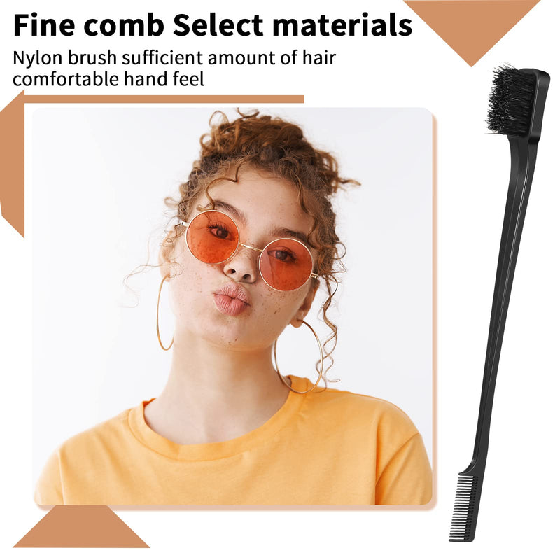 Fuyamp 3 Packs Slick Brush Set Teasing Brush Set, Plastic Bristle Hair Brush Teasing Comb Edge Hair Brush Grooming Combs Sturdy Rat Tail Comb Double Sided Edge Brush for Women Hair Salon Hair Slicking Black - NewNest Australia