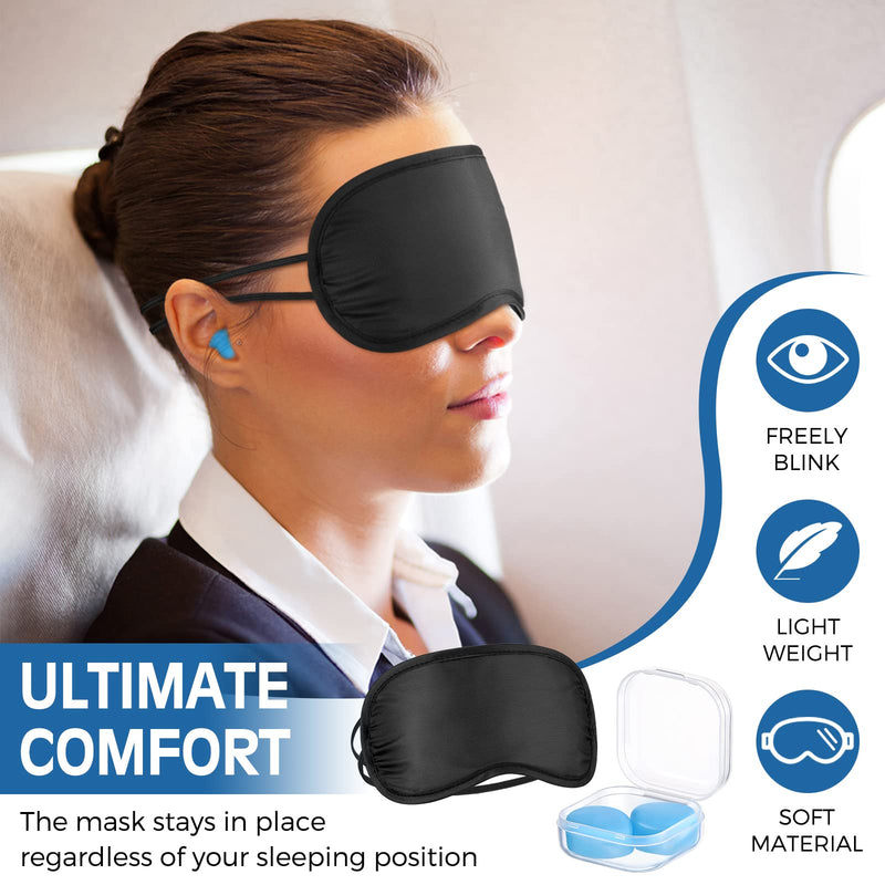 Sleeping Eye Mask with Ear Plugs Soft Sleeping Blindfold for Men and Women Comfortable Silicone Ear Plugs for Travel Plane Hotel Camping Lunch Break Use Set - NewNest Australia