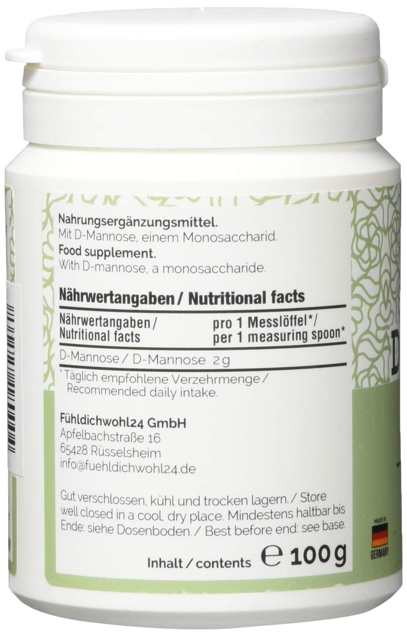 Vita 1 D Mannose Powder, Dietary Treatment Against Cystitis And Urinary Tract Infections, 100 G Content, 2 Months Stock, 100% Vegan, Pure, Natural, Made In Germany - NewNest Australia