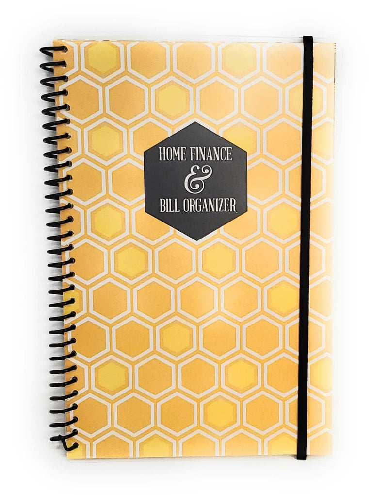 Home Finance & Bill Organizer with Pockets (Black, Yellow, White Hexagon) - NewNest Australia