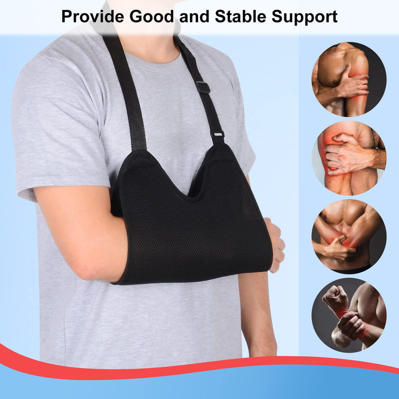 supregear Mesh Arm Sling with Soft Shoulder Cushions, Adjustable Breathable Shoulder Immobilizer Shower Arm Sling Lightweight Medical Shoulder Elbow Support for Women Men, Fits Left/Right Arm, Black - NewNest Australia