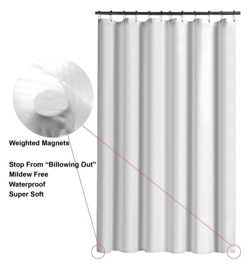 Home Queen Waffle Weave Shower Curtain, Heavy Duty Liner, Waterproof Bathroom Curtain Liner with Bottom Magnets and Reinforced Grommets,72 W x 72 L Inches, White 72WX72L - NewNest Australia