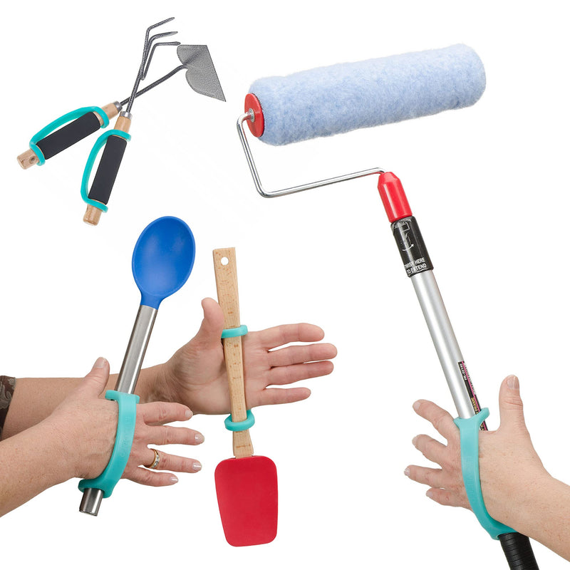 EazyHold Aqua Silicone Adaptive Aid, Universal Cuff Hand Grip Assistive Device for Rehab Patients, Disabled, Cerebral Palsy, Special Needs, Arthritis, Parkinsons, Stroke, Physical Therapy 2-Pack 6.5" - NewNest Australia