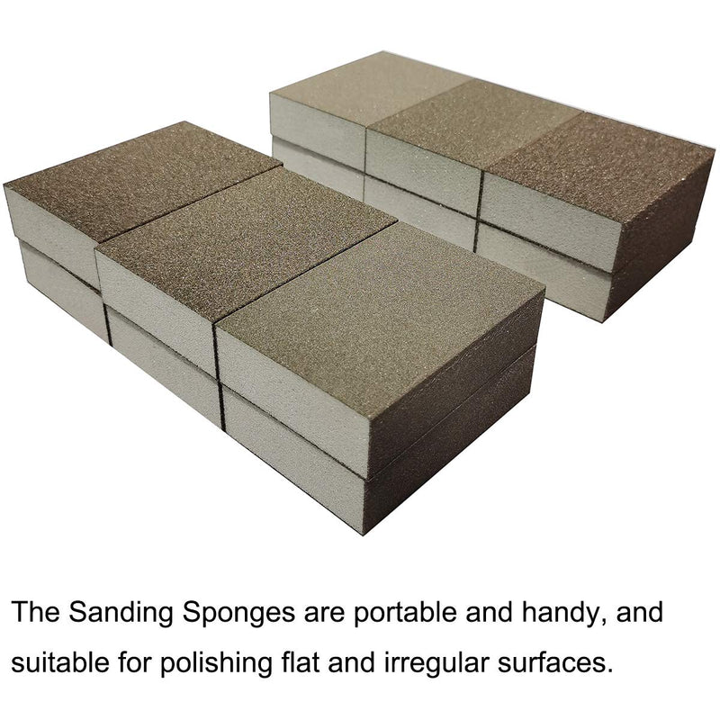 12 Pack Sanding Sponge,Sackorange Coarse/Medium/Fine/Superfine 6 Different Specifications Sanding Blocks Assortment,Washable and Reusable 12 - NewNest Australia