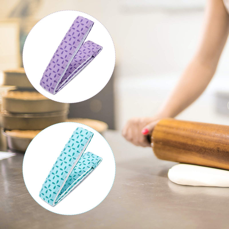 NewNest Australia - 4 Pieces Bake Even Strips Cake Pan Strips Absorbent Thick Cotton Cake Strips Baking Tray Protection Strips for Baking Smooth and Even Cake with Cleaner Edges for a Nicer Look (Purple and Blue） 
