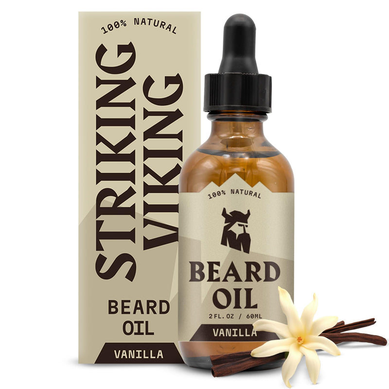 Striking Viking Vanilla Beard Oil (Large 2 oz.) - 100% Natural Beard Conditioner with Organic Argan and Jojoba Beard Oils with Vanilla Scent - Softens, Moisturizes and Strengthens Beard Growth Vanilla - NewNest Australia