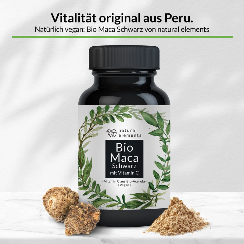 Organic Maca Capsules Black, 3000 mg Organic Maca per Daily Dose, 180 Capsules, With Natural Vitamin C, No Magnesium Stearate, Certified Organic, High Dosage, Vegan and Produced in Germany - NewNest Australia