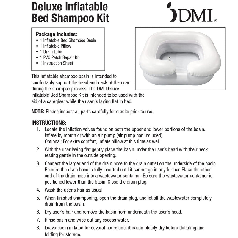 DMI Portable Shampoo Bowl, Inflatable Shampoo Bowl and Wash Basin for Bedside and In Bed Hair Washing, Hair Cuts and Hair Coloring for the Elderly, Disabled, Bedridden and Handicapped, 24 X 20, White - NewNest Australia