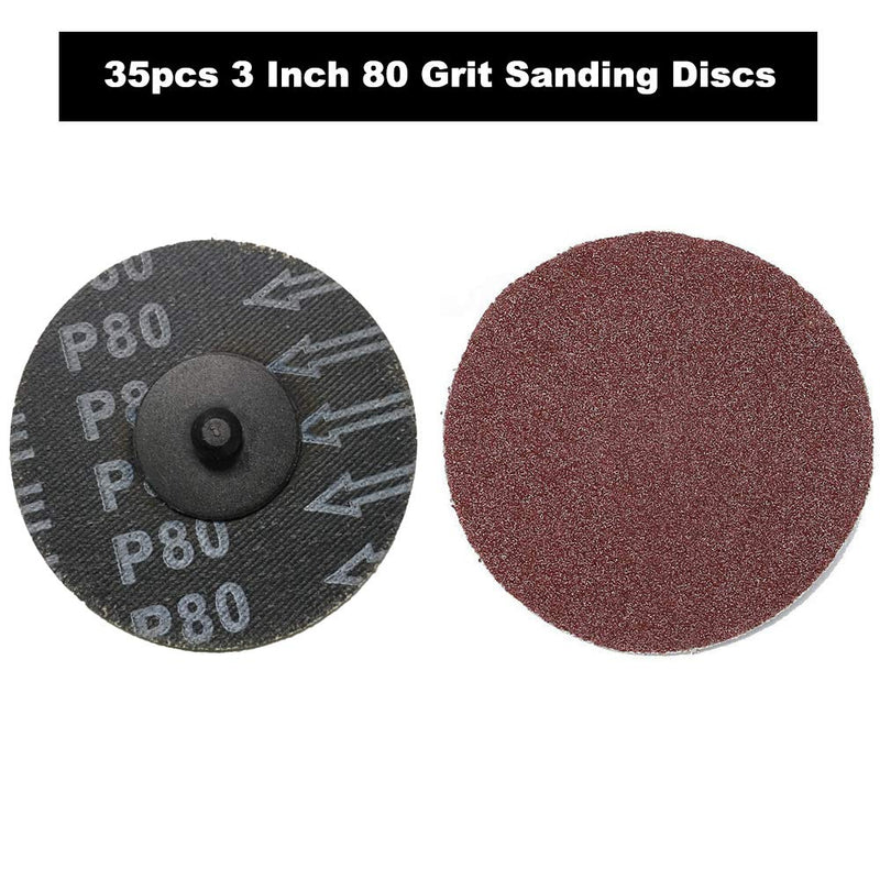 Saiper 35pcs 3 Inch 80 Grit Sanding Discs Roloc Roll Lock Aluminium Oxide Sanding and Grinding Discs for Surface Prep Strip Grind Polish Finish Burr Rust Paint Removal - NewNest Australia