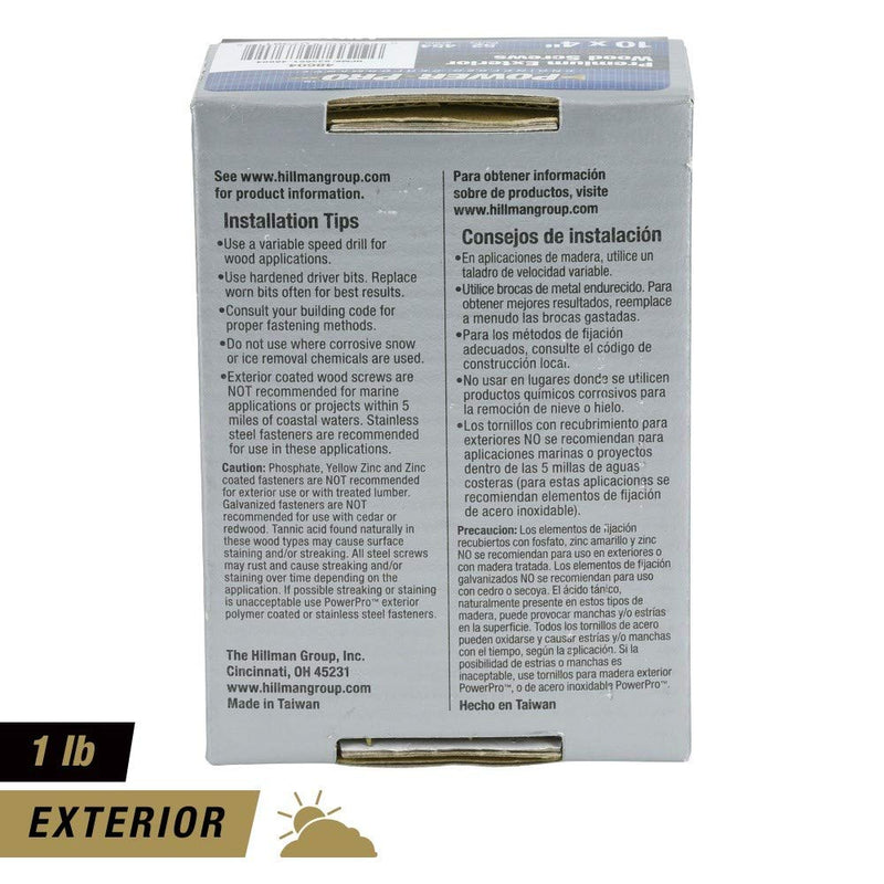 Power Pro 48604 Wood Screws, #10 x 4", Premium Outdoor Deck Screws, Rust Resistant, Epoxy Coated Bronze, 1lb Box, 52 pcs - NewNest Australia