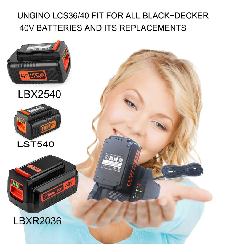 UNGINO 40V MAX Fast Charger for Black+Decker LCS36 LCS40, Compatible Black & Decker 36V 40V Max Lithium ion Battery LBXR36 LBX36 LBXR2036 LBX2040 Black Decker 40V Battery Charger… - NewNest Australia