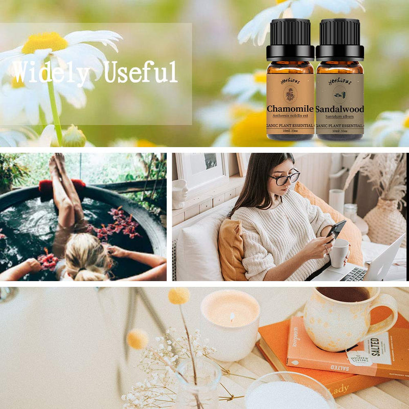yethious Chamomile Sandalwood Essential Oil 100% Pure Organic Essential Oil Set 2 Pack for Aromatherapy Diffuser Candle Chamomile+Sandalwood - NewNest Australia