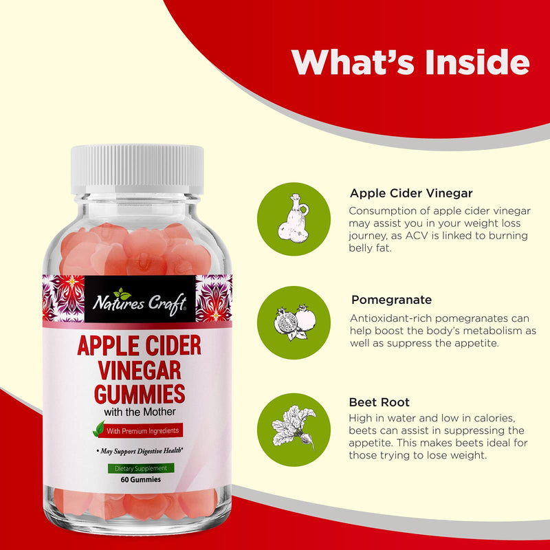 ACV Apple Cider Vinegar Gummies - Natural Energy Supplement ACV Gummy with Mother for Body Cleanse Immune Support and Gut Health - Apple Cider Vinegar with The Mother - NewNest Australia