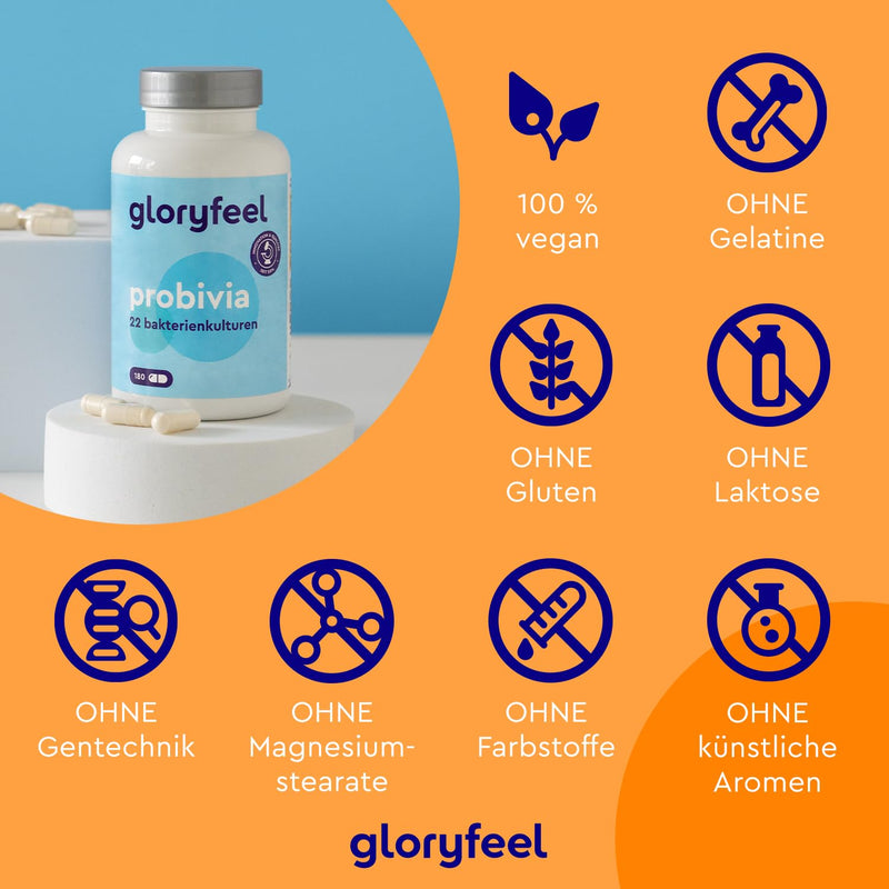 Gloryfeel Probivia Probiotics Capsules, 200 Gastro-Resistant Capsules, 18 Bacterial Strains + Inulin With Lactobacillus And Bifidobacterium, Laboratory Tested Production In Germany - NewNest Australia