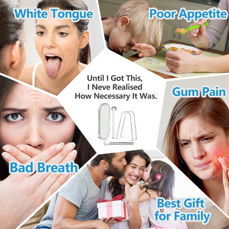 Tongue Scraper,Morgles 4Pcs Tongue Scrapers for Adults Kids Medical Grade Metal Tongue Scraper Cleaner with Case Great for Oral Hygiene Reduce Bad Breath - NewNest Australia