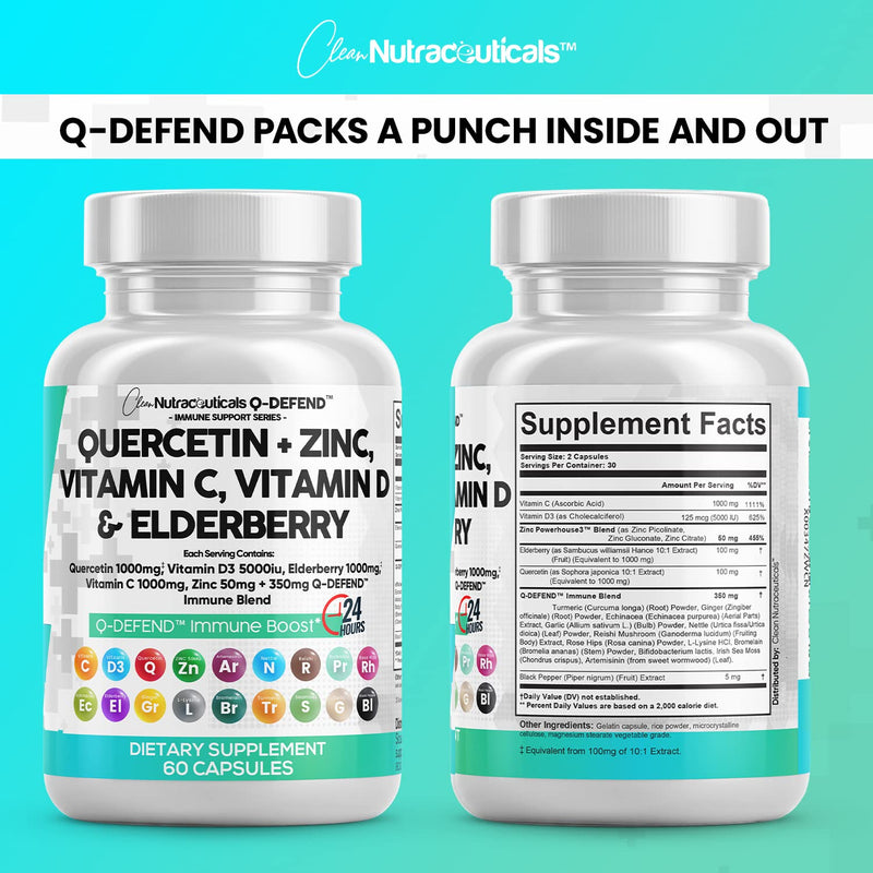 Quercetin 1000mg Zinc 50mg Vitamin C 1000mg Vitamin D 5000 IU Bromelain Elderberry - Lung Immune Defense Support Supplement Adults with Artemisinin, Sea Moss, Echinacea, Garlic Immunity Allergy Relief 1 - NewNest Australia