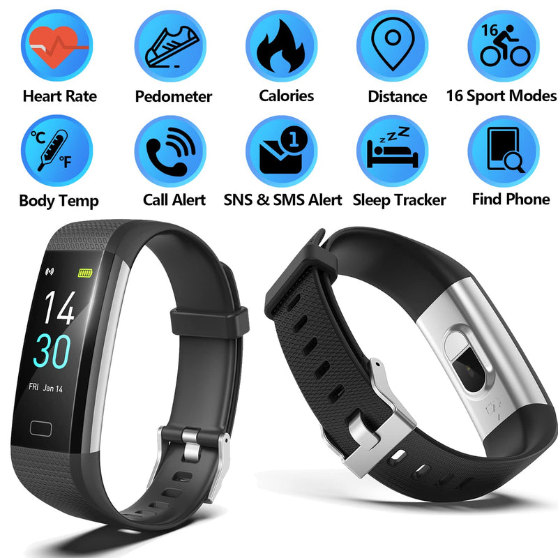 ENGERWALL Fitness Tracker with Step Counter /Calories /Stopwatch, Activity Tracker with Heart Rate Monitor, IP68, Health Tracker with Sleep Tracker, Smartwatch, Pedometer Watch for Women Men Kids Black - NewNest Australia
