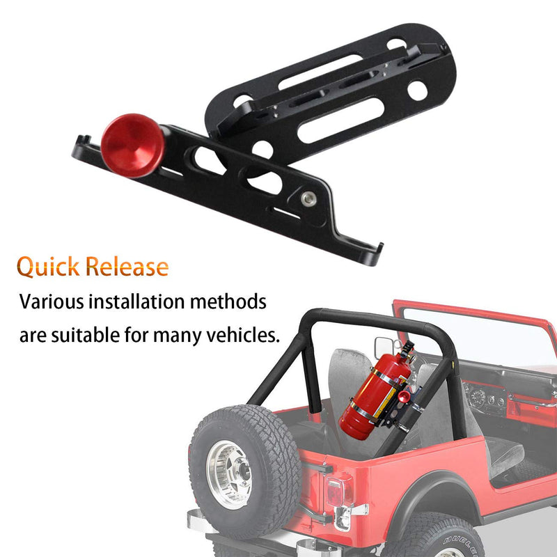 MFC New Multi-purpose Aluminum Adjustable Fire Extinguisher Holder Mount with 8 Clamps(4 pcs extra adjustable rings for spare using) Fit for Jeep Wrangler UTV Polaris RZR Ranger Black - NewNest Australia