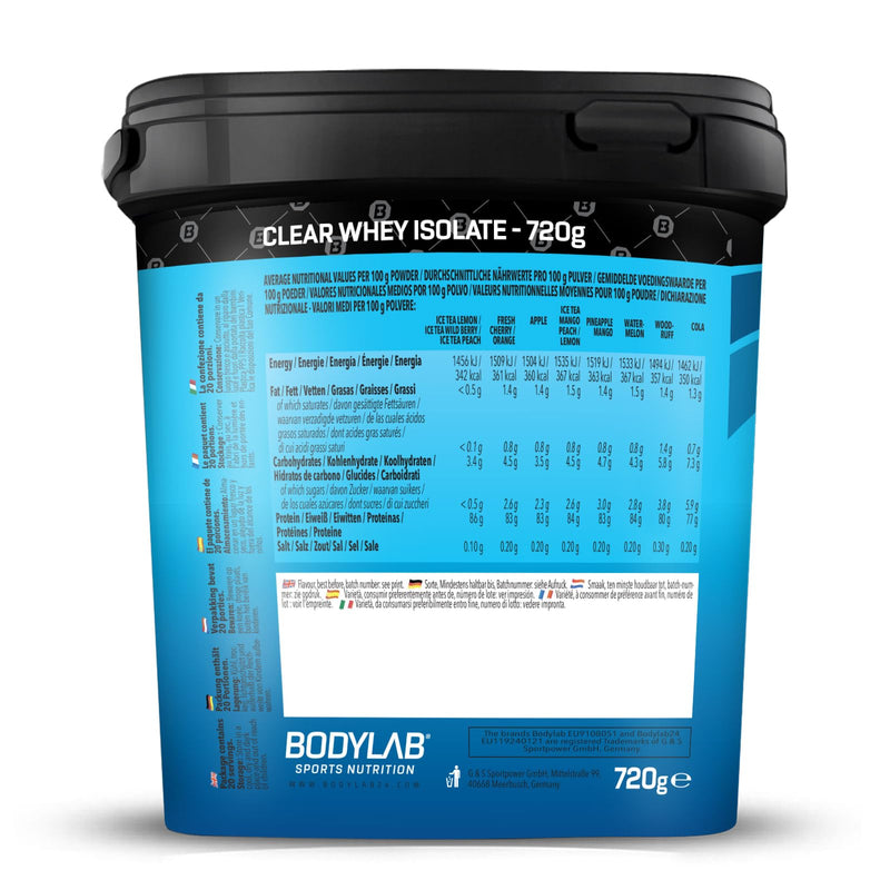 Bodylab24 Clear Whey Isolate, 720 G, Iced Tea Peach Protein Shake Made Of 96% High-Quality Whey Protein Isolate, Refreshing Fruity Drink, Whey Protein Powder Can Support Muscle Building - NewNest Australia