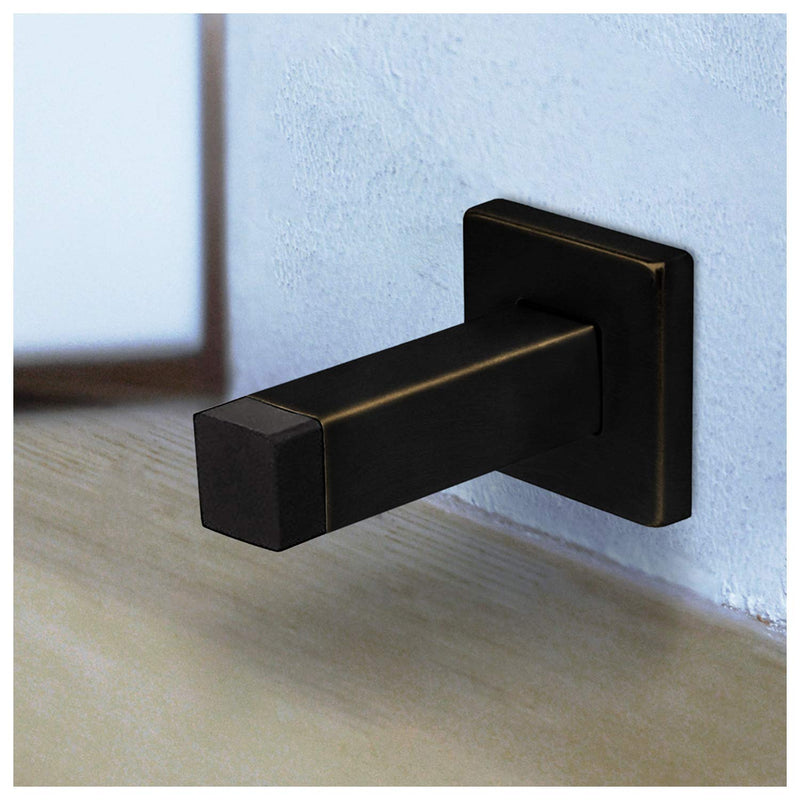 NewNest Australia - Nuk3y Modern Square Wall Door Stop or Coat Hook, 2 Pack (Oiled Rubbed Bronze) Oiled-Rubbed Bronze 