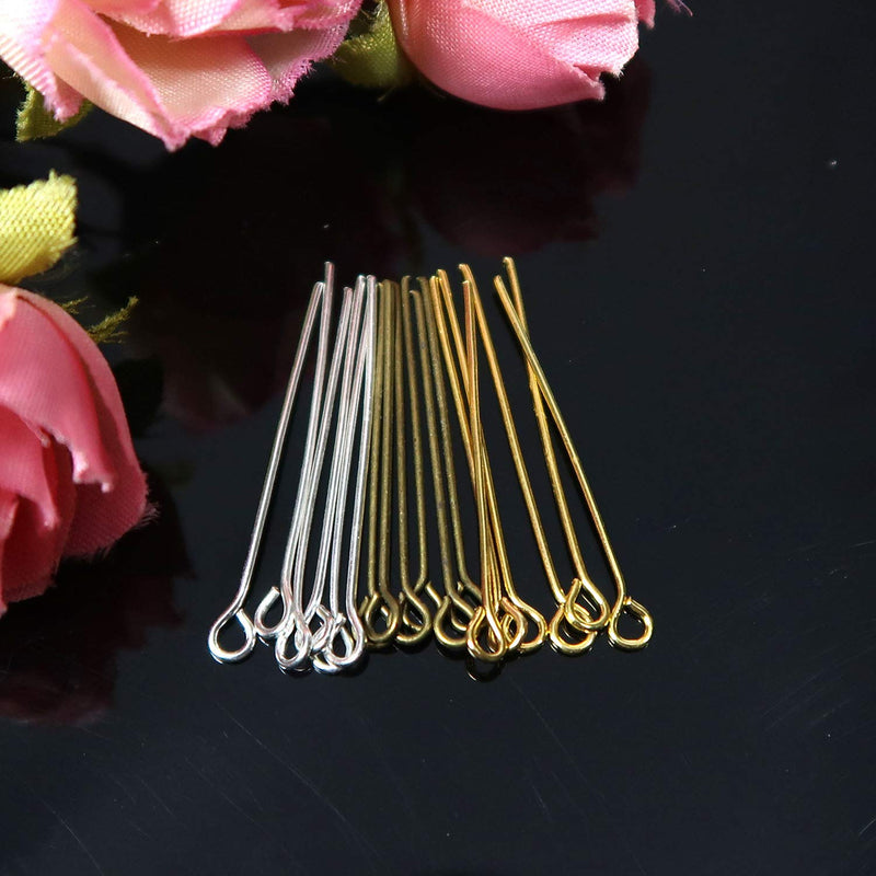 TOAOB 600pcs 1.2 Inch 30mm Eye Pins Gold Silver and Antique Bronze 21 Gauge Metal Wire Head Pins Findings for DIY Crafts Necklaces Bracelets Earrings Jewelry Making - NewNest Australia