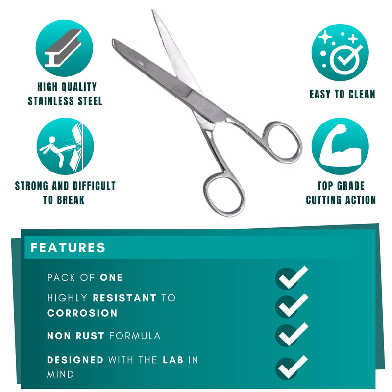 Labsales General Purpose Stainless Steel Metal Scissors for Laboratory, Medical, Fabric, Nurse, School, Craft, Easy Clean for A Consistently Straight Cut (175 MM) 175 MM - NewNest Australia