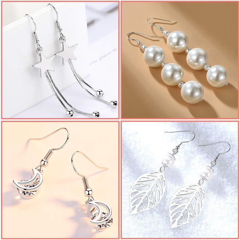 Hypoallergenic Earring Hooks, Thrilez 600Pcs Earring Making Kit with Hypoallergenic Earring Hooks, Jump Rings and Clear Rubber Earring Backs for DIY Jewelry Making (Silver) Silver - NewNest Australia