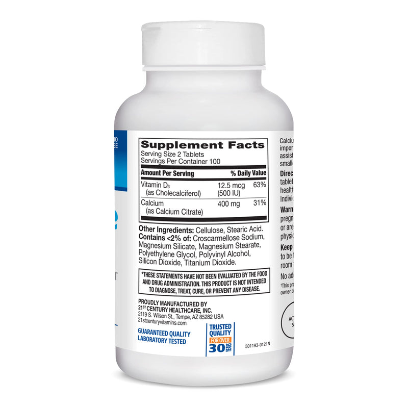 21st Century Calcium Citrate + D3 Petites Coated Tablets 200 ea - NewNest Australia