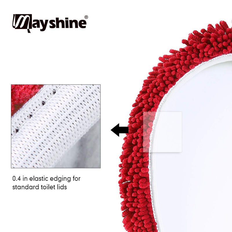 MAYSHINE Seat Cloud Bath Washable Shaggy Microfiber Standard Toilet Lid Covers for Bathroom -Red Standard Lid Red - NewNest Australia