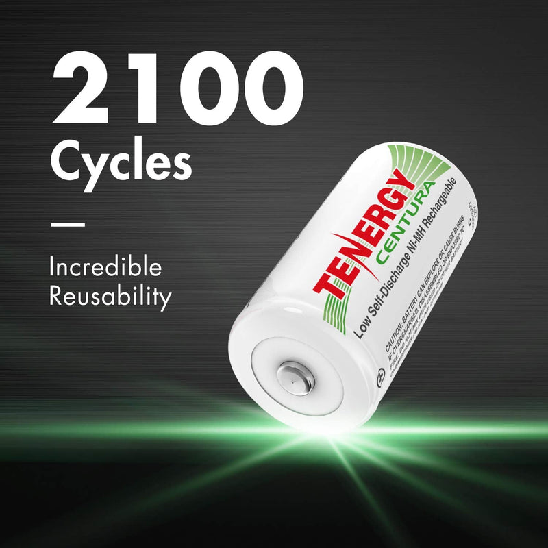 Tenergy Centura NiMH Rechargeable C Batteries, 4000mAh C Battery, Low Self Discharge C Cell Battery, Pre-Charged C Size Battery, 2 Pcs - NewNest Australia