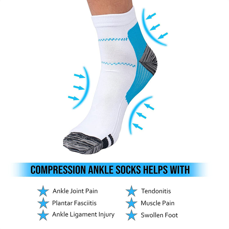 Compression Socks for Men & Women（7 Pairs）Plantar Fasciitis Socks for Pain Relief, Ankle Support & Foot Health Reduces Swelling & Heel Spur Pain, Recovery S-M MIX - NewNest Australia