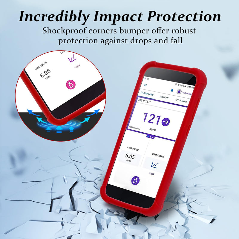 Omnipod 5 Silicone Protective Case, Shockproof Omnipod 5 PDM Case with Airtag to Protect Your Omnipod 5 Pod Case Receiver by YOUSHARES (Red) - NewNest Australia
